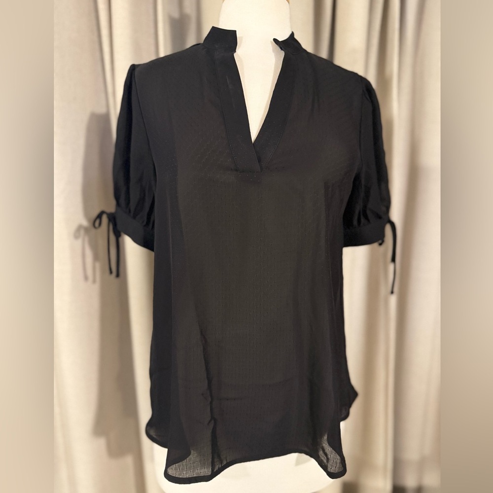 Everleigh Black Blouse with Tie Sleeves